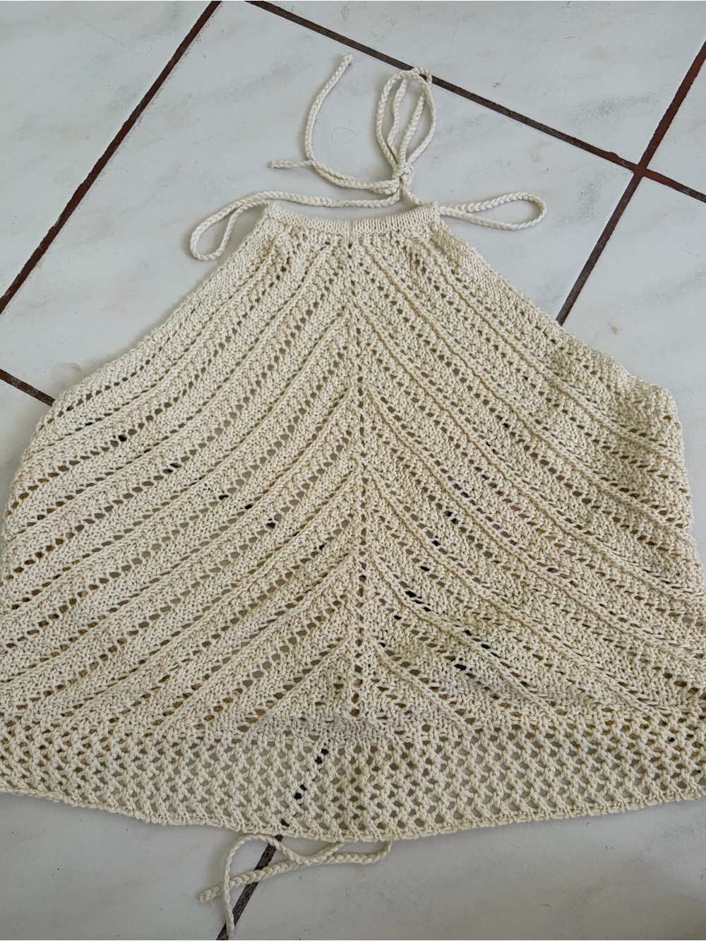 wild fable Cream Crochet Halter Swim Cover-Up